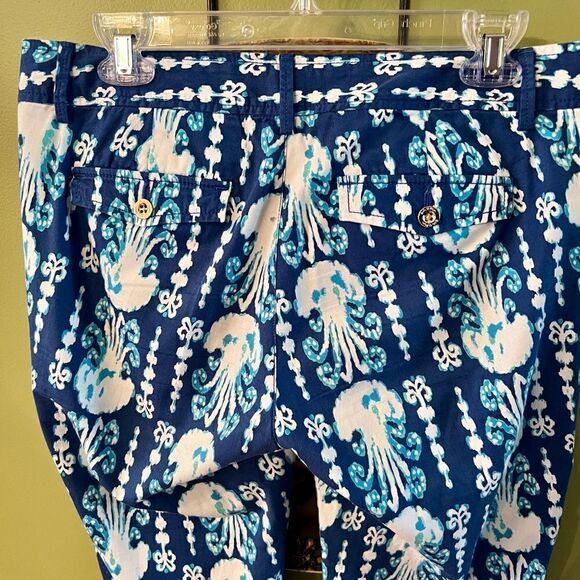 Lilly Pulitzer Cocoanut Walk Crop Pant Size 6 Indigo Get in Line Jellyfish - Picture 7 of 7